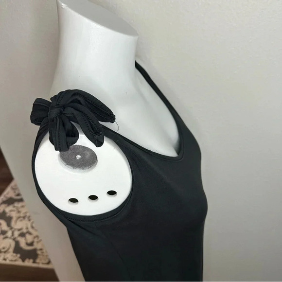 Lulus Black Midi Casual Modal Blend Dress Sleeveless Shoulder Ties Size Small - Picture 4 of 9